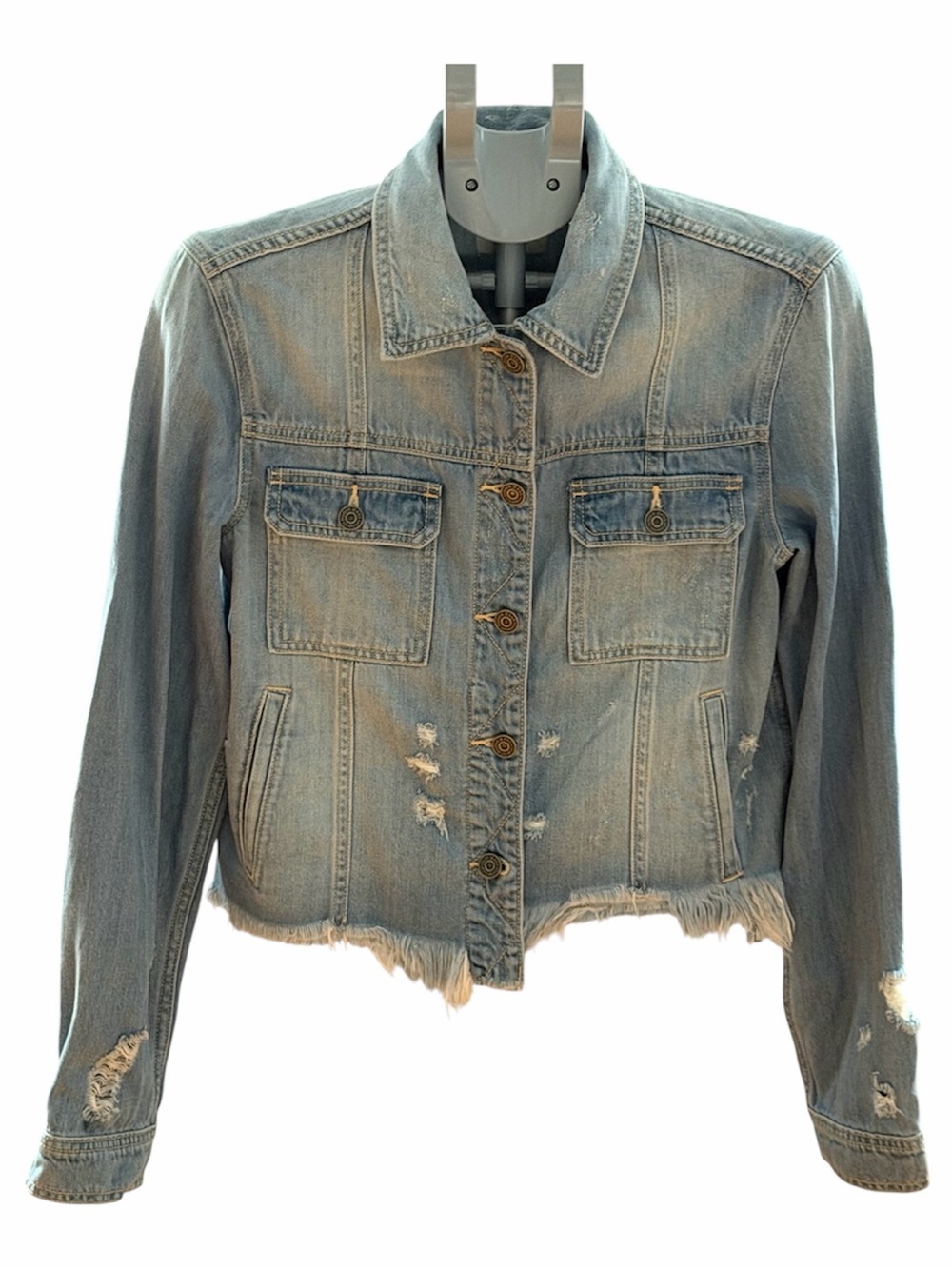 HIDDEN Los Angeles Distressed Cropped Denim Jacket – Large – Like New